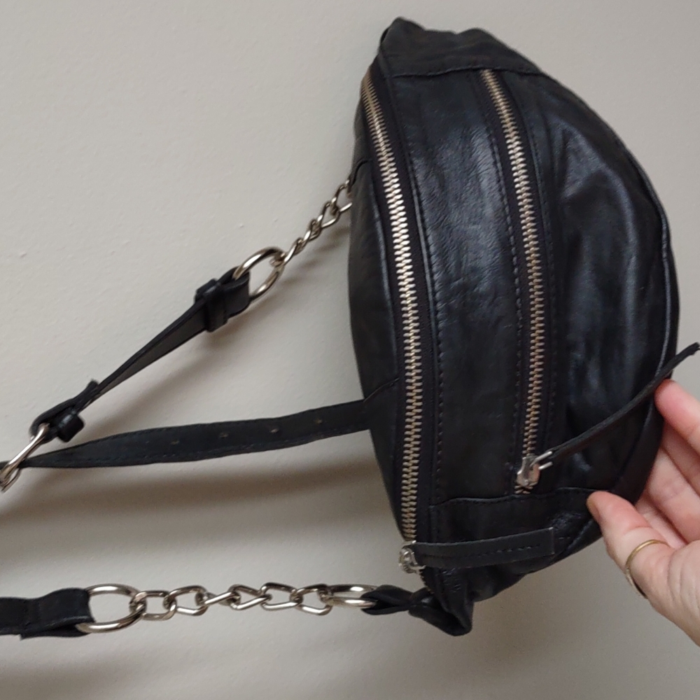 Free People Leather & Chain Crossbody Belt Bag